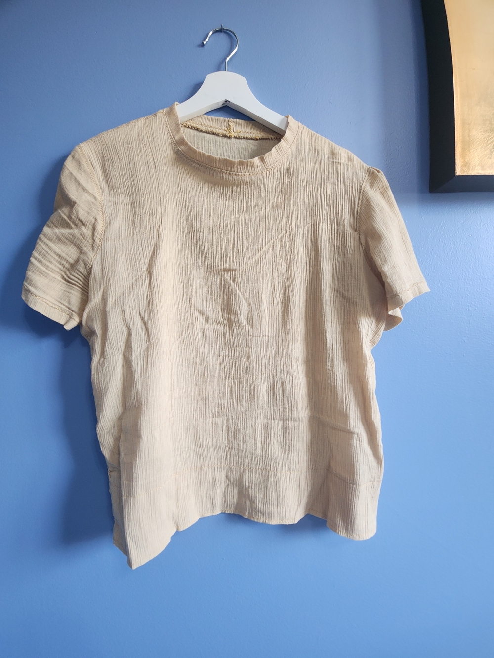 Women's Cream Short-Sleeve Textured Tee